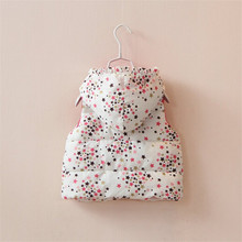 New Arrival 2015 Winter Children Clothing Waistcoat Bows Star Sleeveless Girls Casual Hooded Thicken Princess Vest