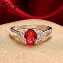 Promotion Crystal Rings Beaded Rings Wedding Rings Trendy Ruby Jewelry Of Silver Plated Women Party Gift