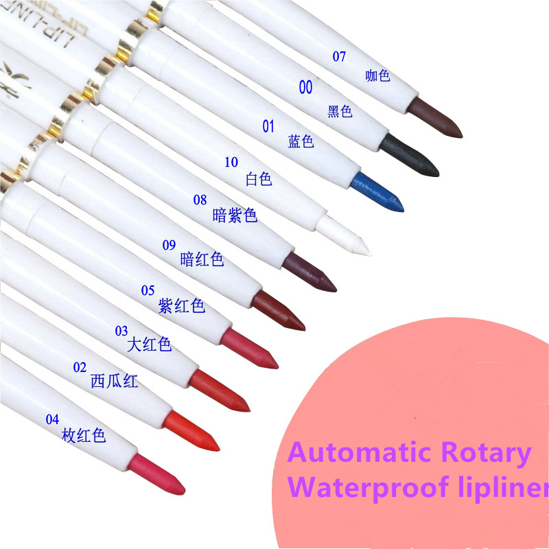 Автоматическая роторная губ длительный естественный макияж бренд сексуальные продукты леди водонепроницаемый красоты 2015 карандаш для губ