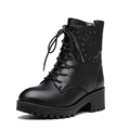 Winter New Martin Boots PU Ankle Womens Motorcycle Boots Rivet Fashion Winter Shoes Chunky Heel Short