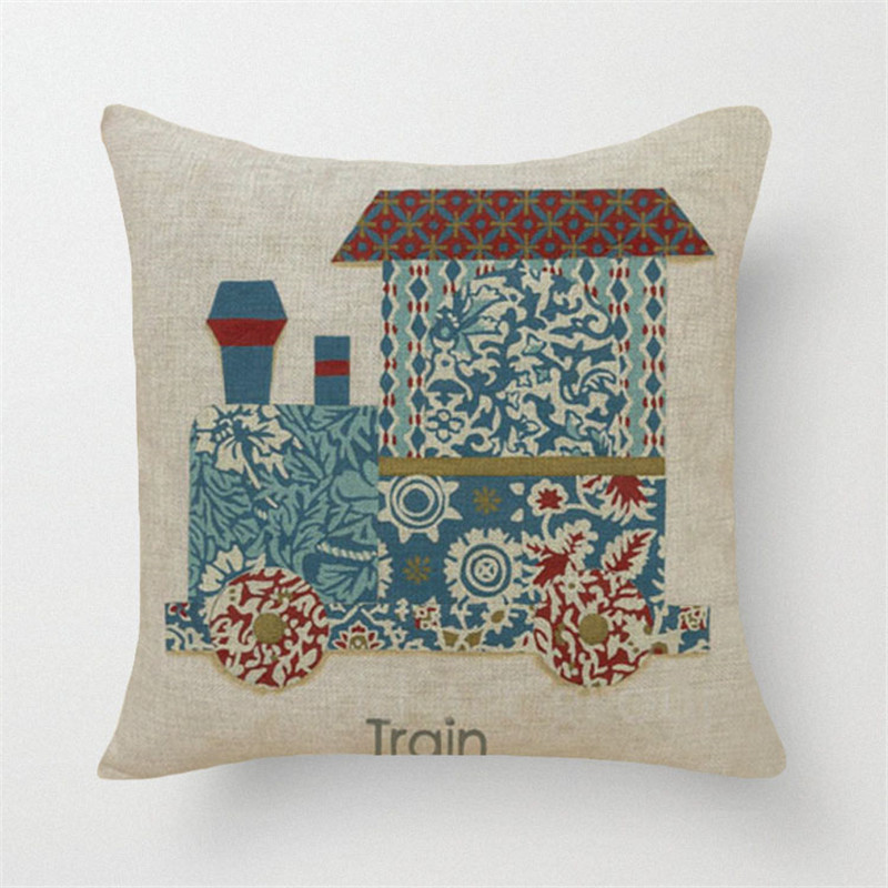 Aliexpress.com : Buy 2015 New Linen Train Print Cushion Home Sofa Car Decorative Pillow Decor ...