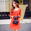 dabuwawa dress 2016 women s autumn and winter new peter pan collar slim casual fashionable cute