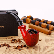 Retro Red Bakelitey Wood Smoking Pipe Bent Handmade Red Tobacco Pipe Smoking Pipes Send Smoking Set