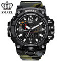 SMAEL Brand Men Watch Dual Time Camouflage Military Watch Digital Watch LED Wristwatch 50M Waterproof Sport