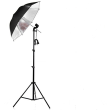 Photography Studio Lighting Kits 110V Single Lamp Socket Holder+Black Silver Umbrella+Light Stand Photo Studio Set
