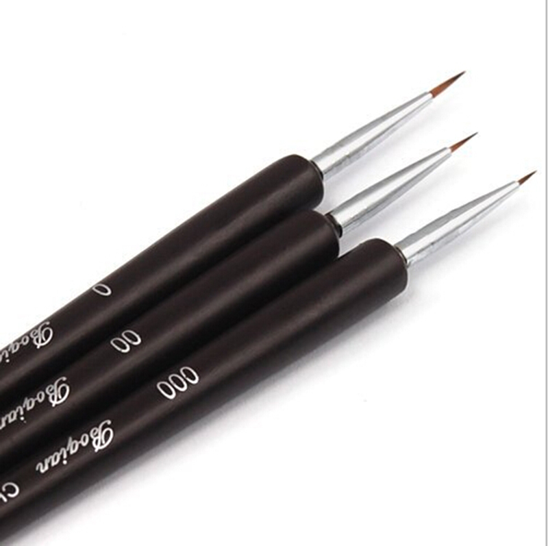 3 PCS Acrylic French Nail Art Design Painting Dotting Pen Polish Brushes Black