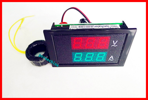 5pcs/lot, AC 300V 100A Led Volt Amp Meter Voltage Meter Current Meter Ampere Panel Meter Voltmeter Ammeter Digital Blue + Red