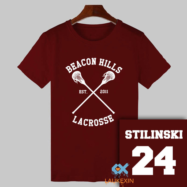 2016 Летний Подросток Волк Футболка Stiles Stilinski 24 Футболка МАЯК ХОЛМЫ ЛАКРОСС Топы Футболки TeenWolf Смешные Футболки Женщин мужчины