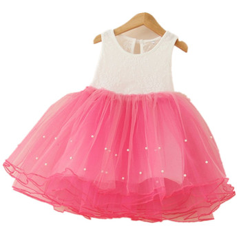 Лето девочки платье пэчворк принцесса младенцы 4 цвета платье жемчуг сетчатая ткань прекрасный ну вечеринку платье для девочка малыш платье