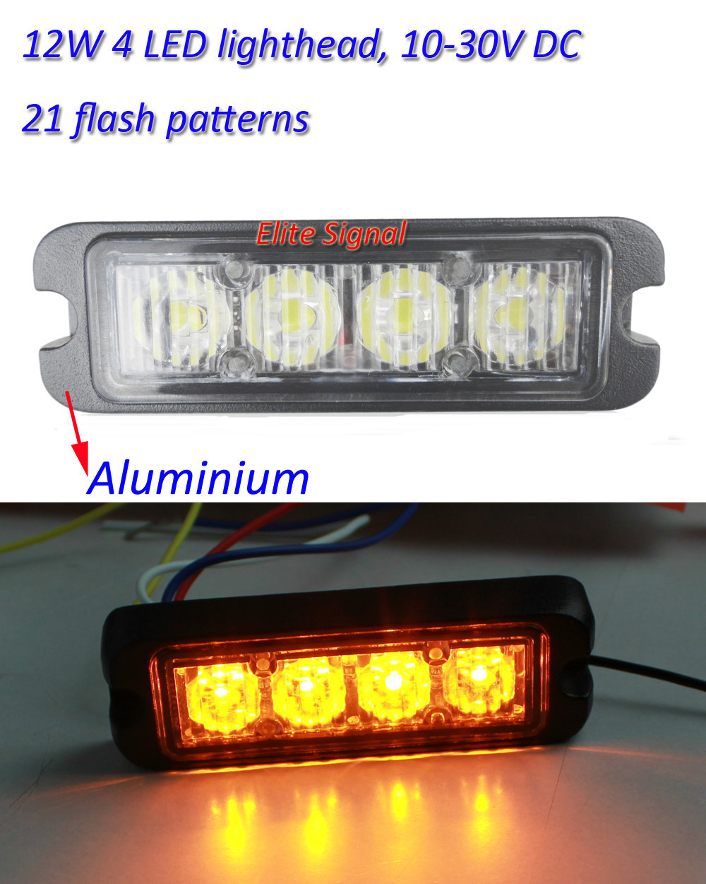 2 . ! 12 W    strobelight,   lighthead, 4   , 21 flash-, Multivolt 10 - 30 V DC