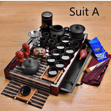 Free Shipping Hot Sale Yixing Ceramic Kung Fu Tea Set Solid Wood Tea Tray Teapot 27-piece Tea Suit