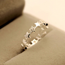 Star Crystal 925 sterling silver jewelry gift Adjustable Hypoallergenic ring free shipping nickel-free