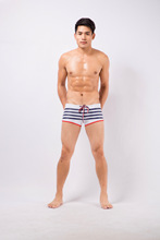 The FACAOCI Navy Striped summer men s swimming trunks spell color waist exercise outdoor men s