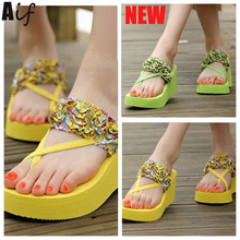 2016 Woman Sandals & Flip Flops fashion ladies sandals comfortable shoes woman’s Floral vacation sandal summer shoes ALF109
