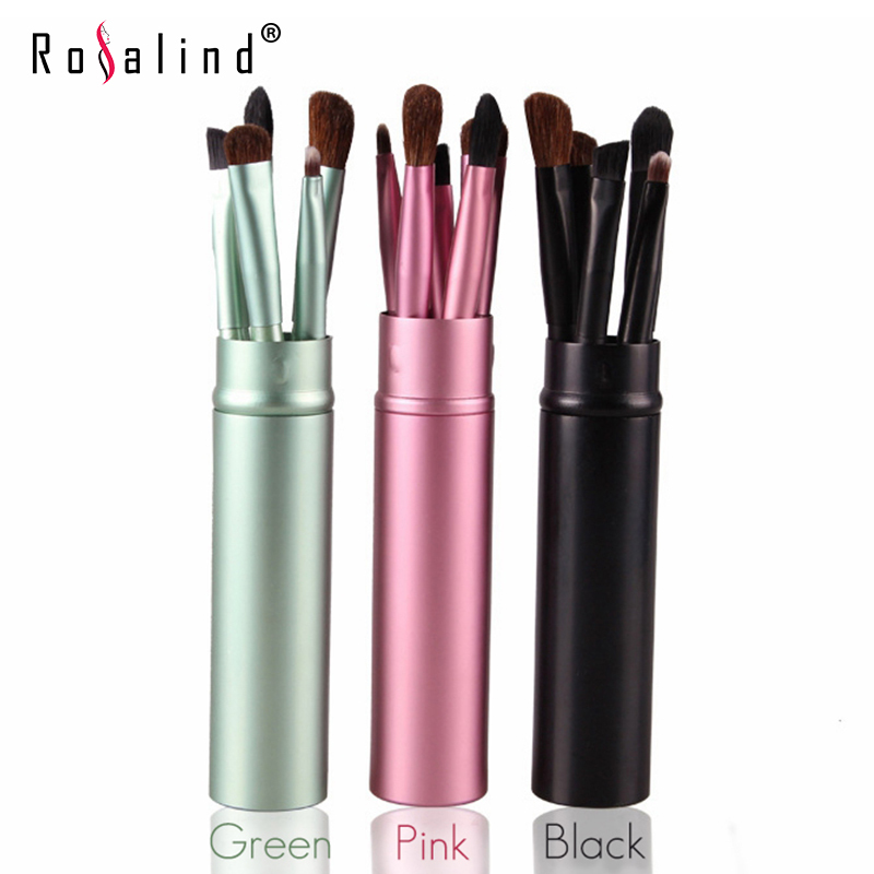Rosalind Professional Makeup Tools Travel Makeup Brushes 5 Pcs with Cylindrical Box Make Up Tools Beauty