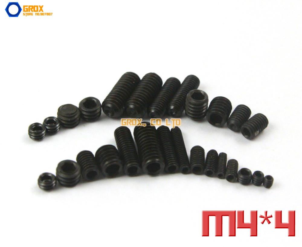 500 Pieces M4 x 4mm 12.9 Grade Alloy Steel Grub Screws Cup Point Hex Socket Set Screw