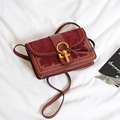 Women Vintage Style Key Handbag Leather Shoulder Cross Body Satchel Rivet Lock Suede Flap Small Bag