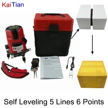 KaiTian Rotary Laser Level Self Leveling 5 Lines 6 Points Cross Levels with Outdoor and Tilt Slash Function EU 635nM Lazer Level