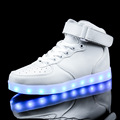 Led luminous women men casual shoes simulation sole for adults neon basket high glowing with charge