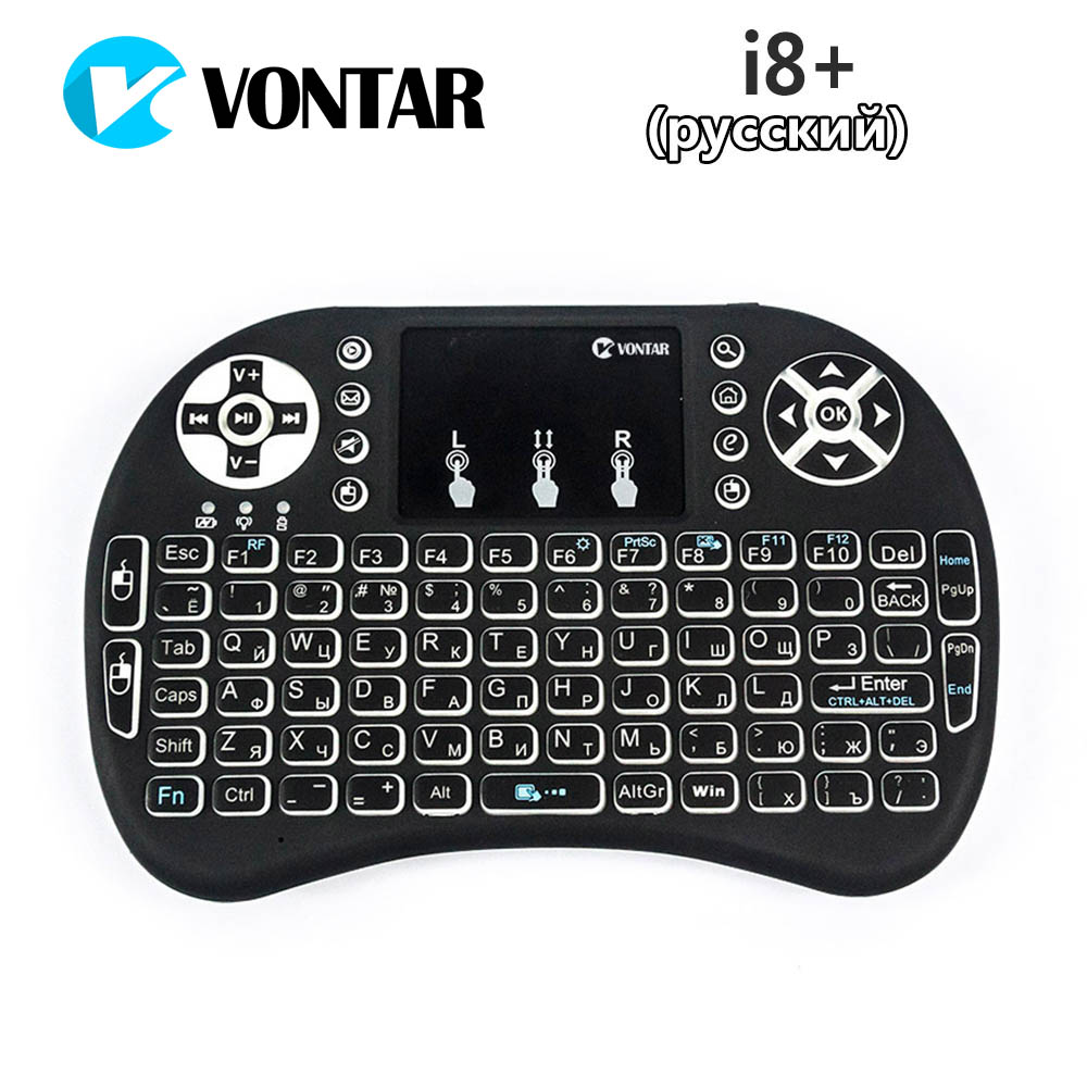 VONTAR Backlight English Russian i8 Version Wireless Gaming Mini Keyboard 2.4G multitouch Touchpad For Android TV Box PC
