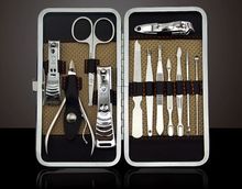 Stainless manicure nail care set Tweezer Knife Ear pick Utility nail scissors manicure tool manicure 12 in 1 Nail Clipper Kit