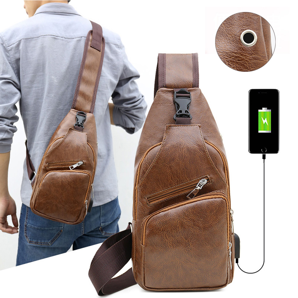 leather sling chest bag