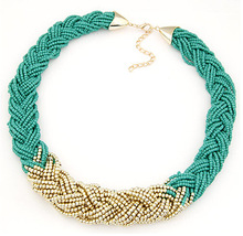 2015 New Fashion Necklace Charm Chain Statement Bib Necklace Twist Beads Necklaces Jewelry For Women