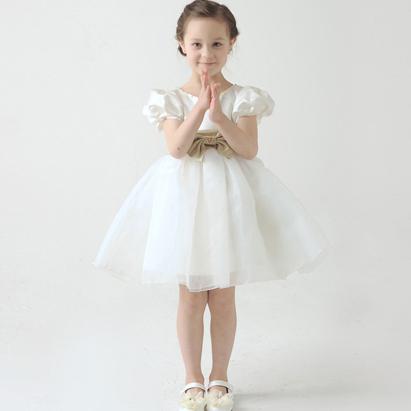 Kids Lace Princess Girl Dress Party Dresses for Girls Pearl White Kawaii Cotton Bow Tutu Elegant Wedding Children Dress