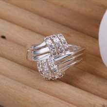 Hot Sell Wholesale Sterling 925 silver ring 925 silver fashion jewelry ring Fashion Exquisite Crystal Paved