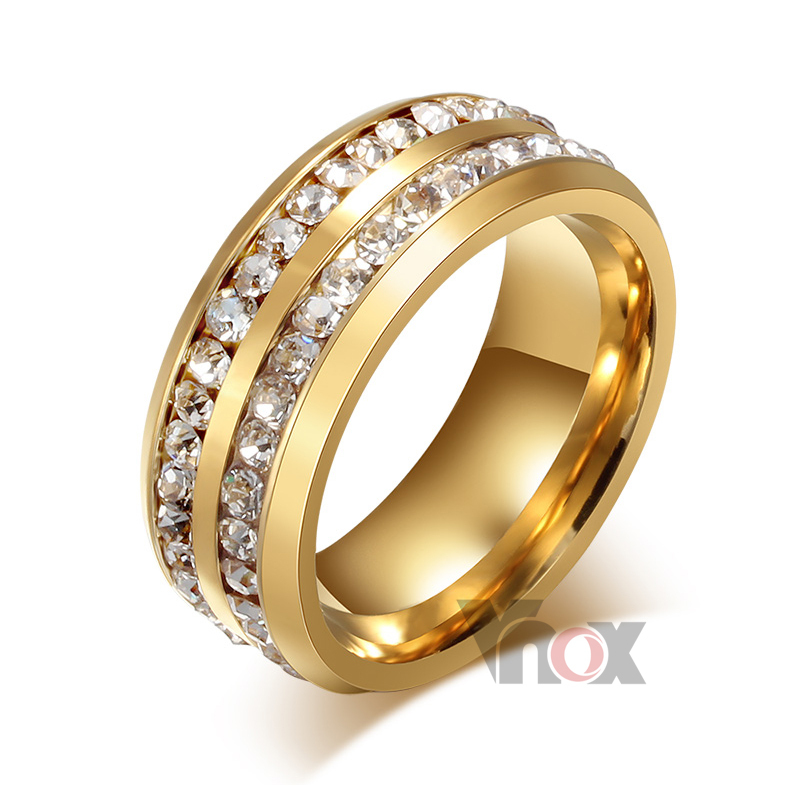 Гаджет  MIn order 18K gold plated crystal  ring  stainless steel ring wedding ring  free shipping None Ювелирные изделия и часы