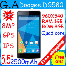 Doogee kissme dg580 phone 5.5 inch 1GB ram ROM cell phone smartphone 8GB 8mp mtk6582 quad core Android 4.4 wake gesture