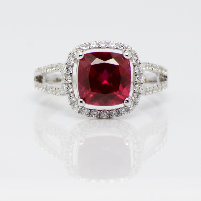 Simulated Ruby corundum Square 925 Pure Silver Platinum Rings for Women Red Color Czech diamond Fashion