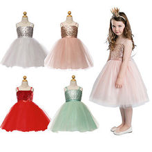 2016 New Baby Girls Dress Flower Kids Baby Princess Sequin Gown Fancy Party Dress Costume