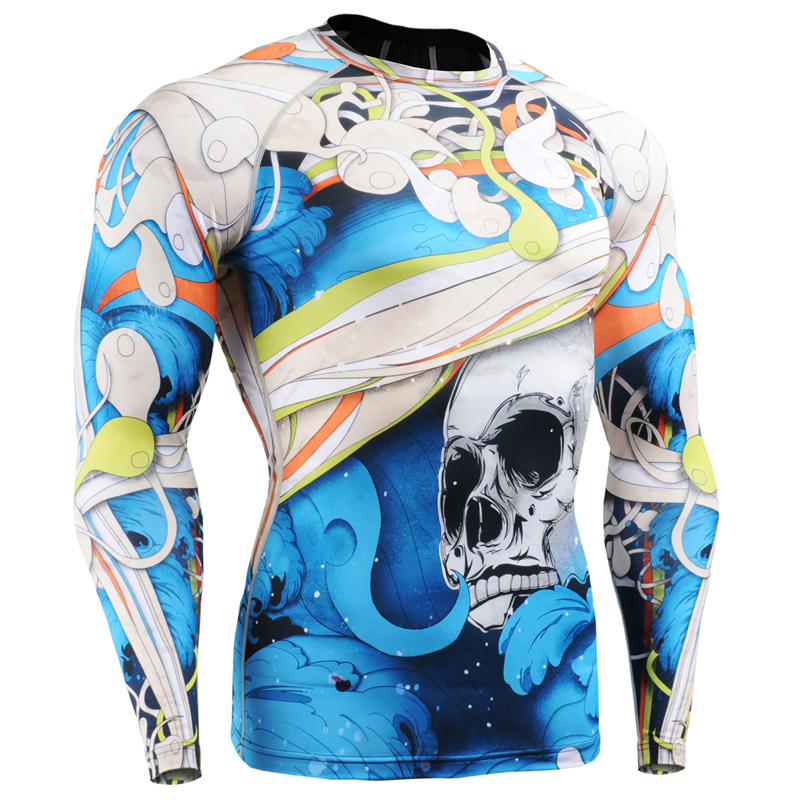 Mens Original New Compression Shirts 3d Print Style Long Sleeves Multiuse MMA GYM Crossfit Running Tops