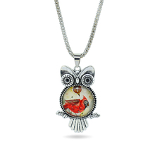 2016 Glass Owl Necklaces Pendants Antique Silver Popcorn Chain Vintage Women Men Necklaces Fashion Charms Brand