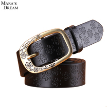 Mara’s Dream 2016 Men Belt Hight Quality PU Leather Print Flower Pin Buckle Belts for Men Fashion Wide Belt Brand 110-115 cm