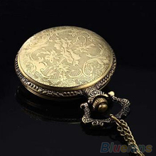 Retro Vintage Unique Bronze Quartz Pendant Chain Necklace Clock Pocket Watch 1L2O 2XH2