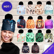 2015 3D Printed Multi Colors Casual Solid Unisex Hat Autumn and Winter Women Cap Fashion Hats Ball Pom Skullies Beanies PY213(China (Mainland))