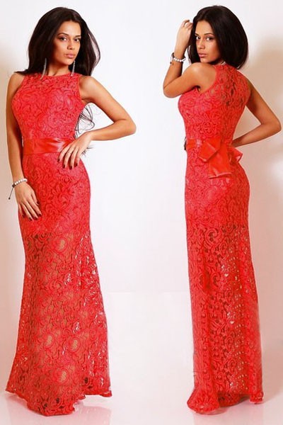 Red-Lace-Satin-Patchwork-Party-Maxi-Dress-LC6809-3