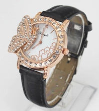 Butterfly Crystal Decor Flower Dial 4 Color Women Ladies Dress Fashion Watch Watches