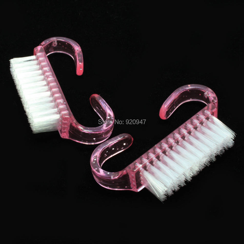 5 PCS Nail Art Cleaning Clean Plastic Handle Brush Pedicure Manicure Kit - Pink