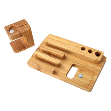 Triple Function Lazy Support Natural Wooden Charging Stand Holder For Mobile Phone Smart Watch Tablet PC