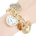 Hot Watches Women Wristwatches Fashionable Sweet Heart Pendant Gold Alloy Quartz Bracelet Watch