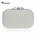 Free Shipping Women Retro Beaded Day Clutches Fashion Elegant Pearl Handbag Wedding Party Evening Bag With