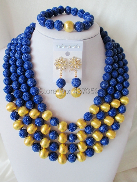 Navy Blue Lovely Party Jewelry set Nigerian Wedding African Artificial Coral  Beads Jewelry Set Free Shipping CPS3823