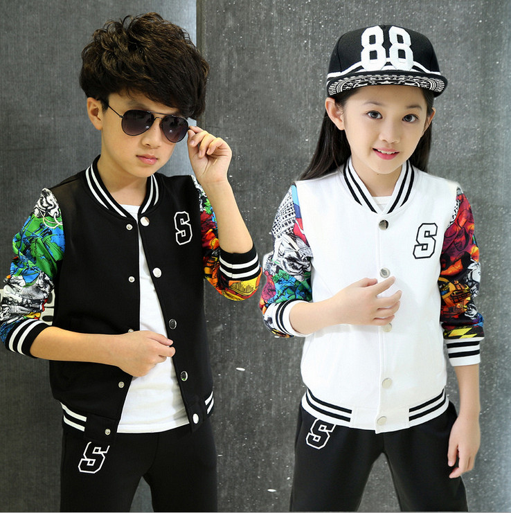 New 2015 Autumn Winter Kids Clothing Sets Korean Style Boys & Girls Sports Suit Fashion Casual Baseball Clothes Conjunto Menina