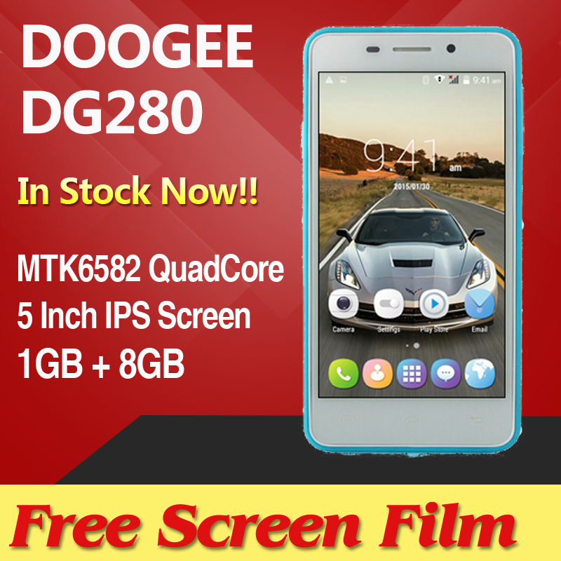 Оригинал doogee лев dg280 5 дюймов ips mt6582 четырехъядерных процессоров андроид 5.0 леденец 3 г мобильный сотовый телефон 1 гб оперативной памяти 8 гб rom 5-мп cam в наличии