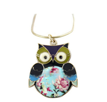 N027 Exquisite Glaze Color Drops Owl pendant Necklaces female Girls Fashion vintage necklaces jewelry wholesale M/D