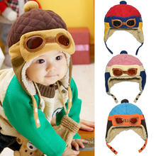 Hot sales Toddlers Cool Baby Boy Girl Kids Infant Winter Pilot Aviator Warm Cap Hat # YE117