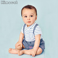Hot Baby boys Clothing Sets infant bow striped Shirt short overalls 2pcs set newborn clothes Blue
